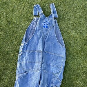 Pabst Blue Ribbon Denim Overalls in Blue